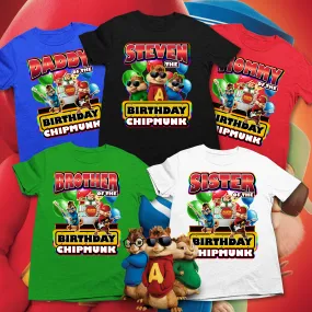 Alvin and the Chipmunks Birthday Boy Family Party Shirts, Alvin and the chipmunk's birthday shirts
