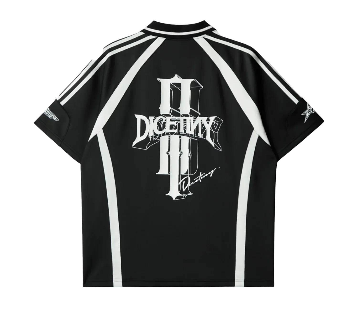 Black Stylish Street Style Contrast Floral Print Polo Shirt - 2009