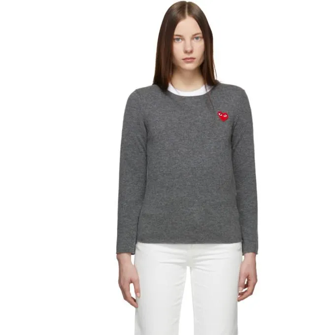 Comme des Garcons Play Grey Heart Patch Sweater
