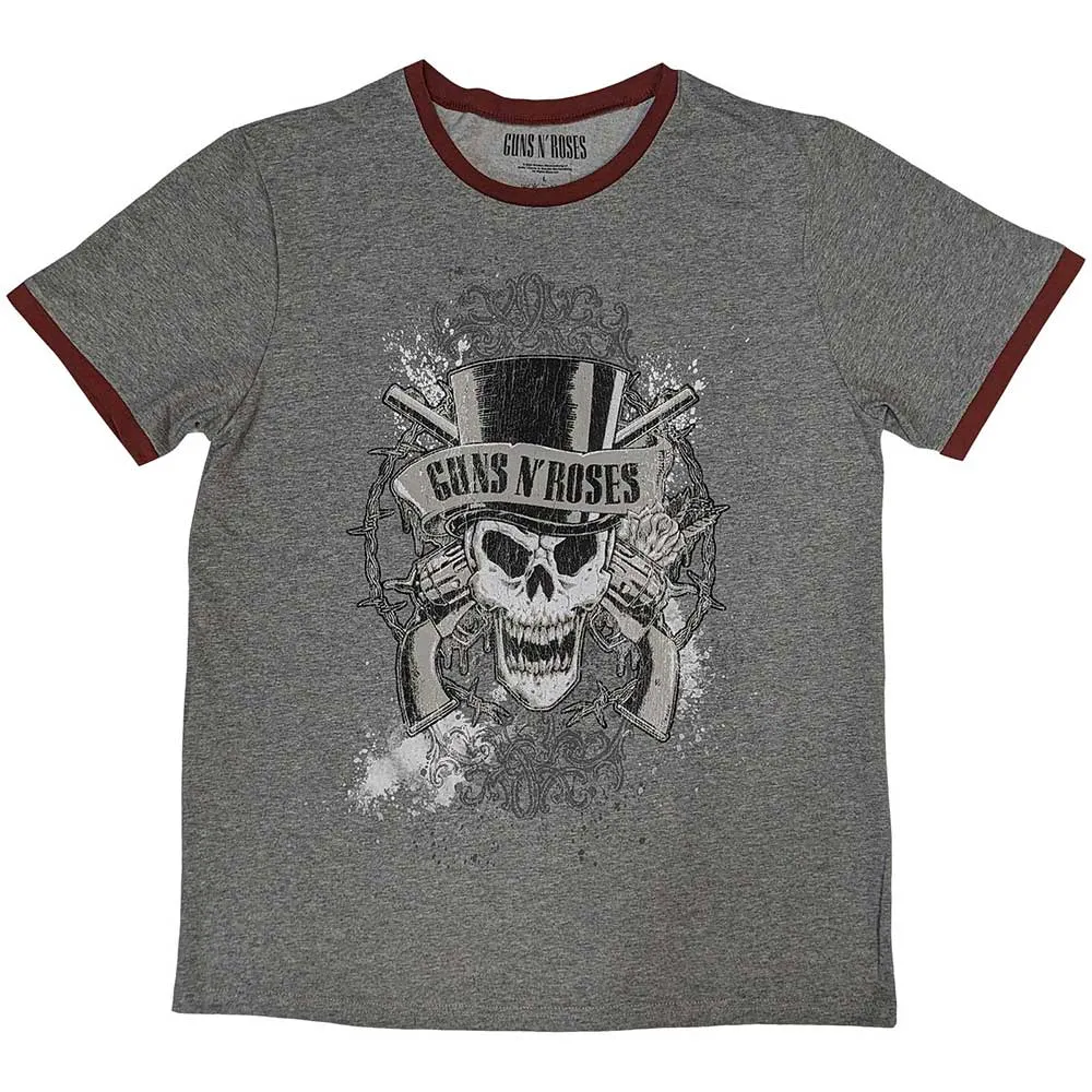 Guns N' Roses "Faded Skull" Grey Ringer T shirt