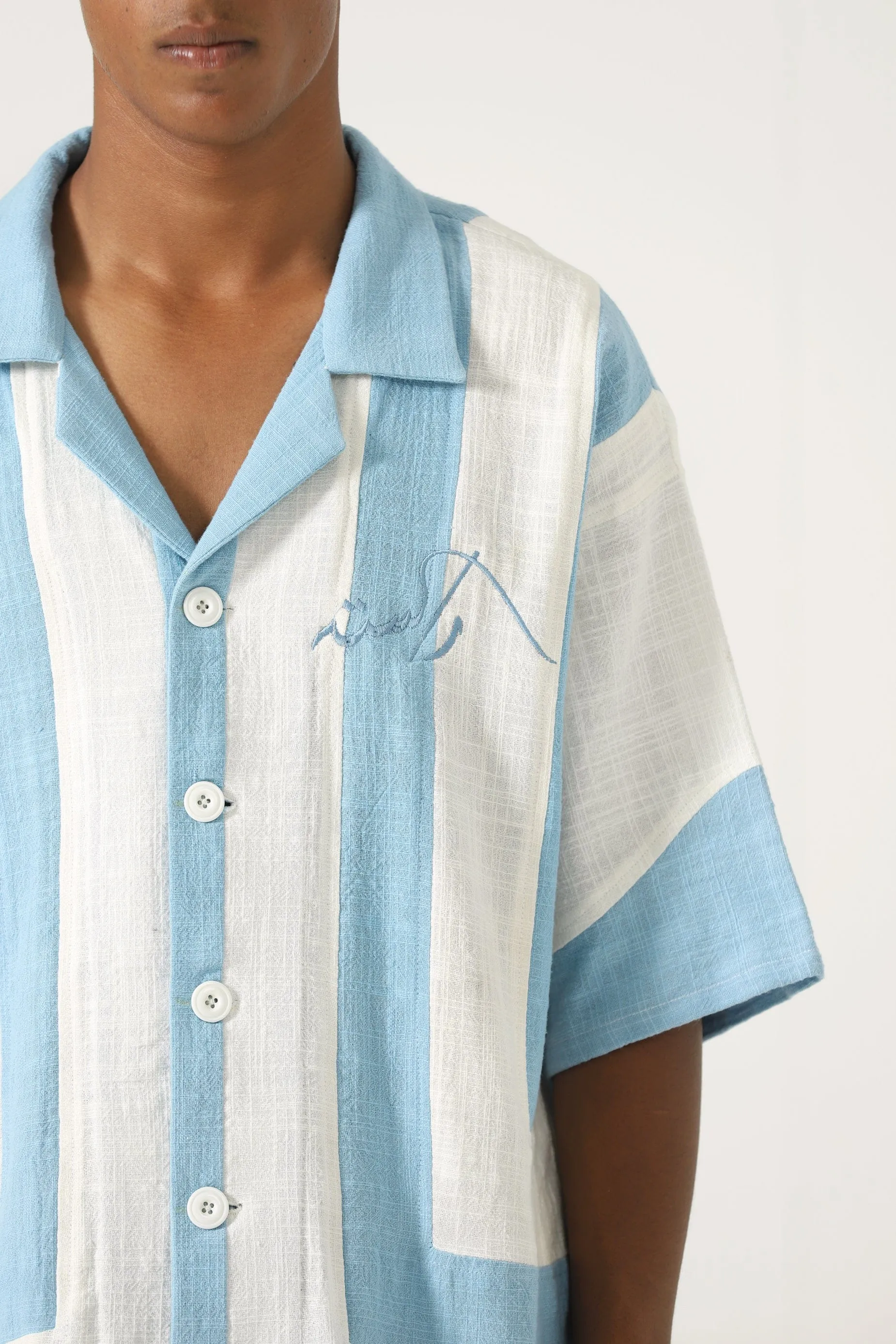 HANDWOVEN STRIPED COTTON BUTTON DOWN