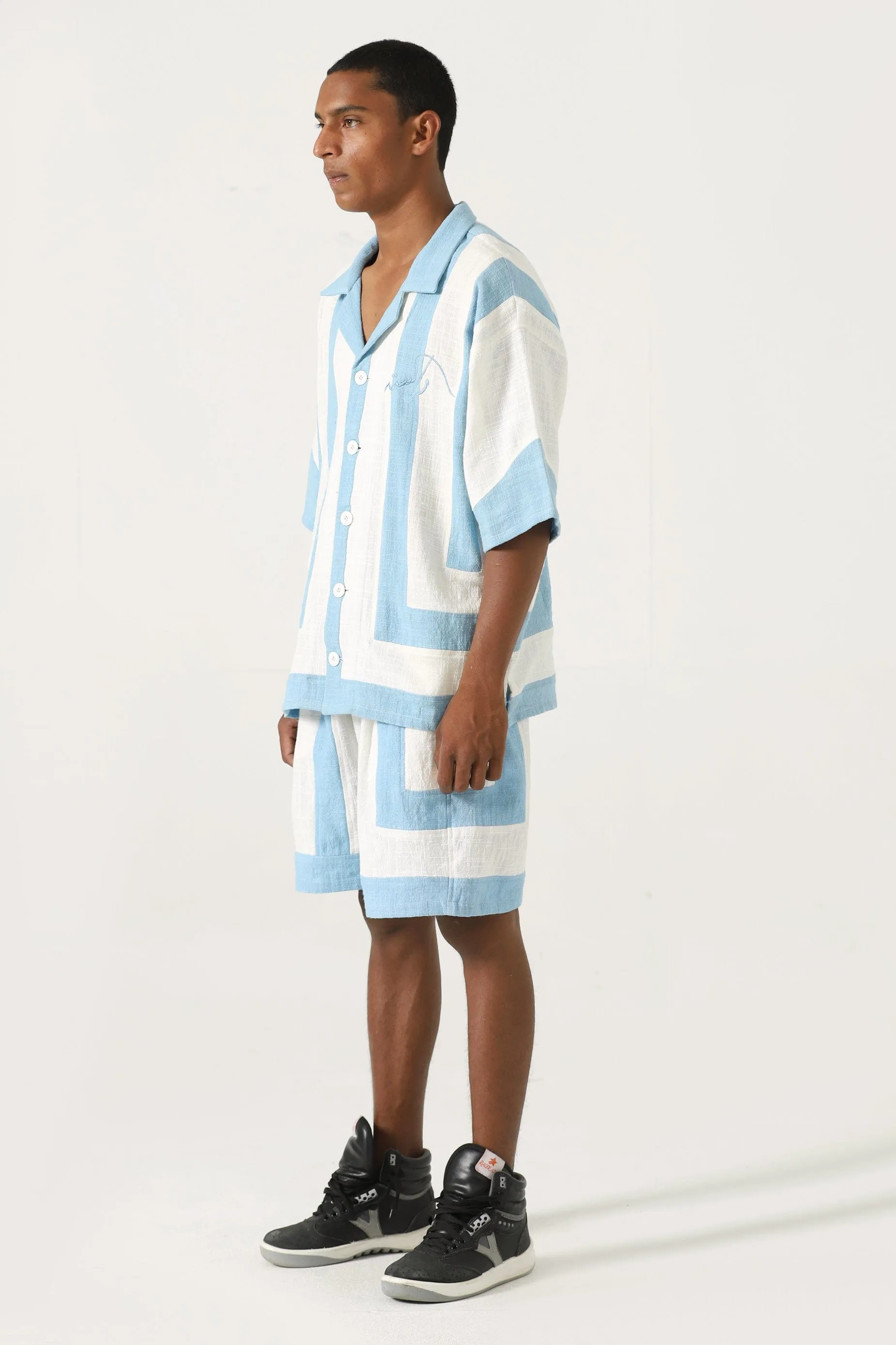 HANDWOVEN STRIPED COTTON BUTTON DOWN