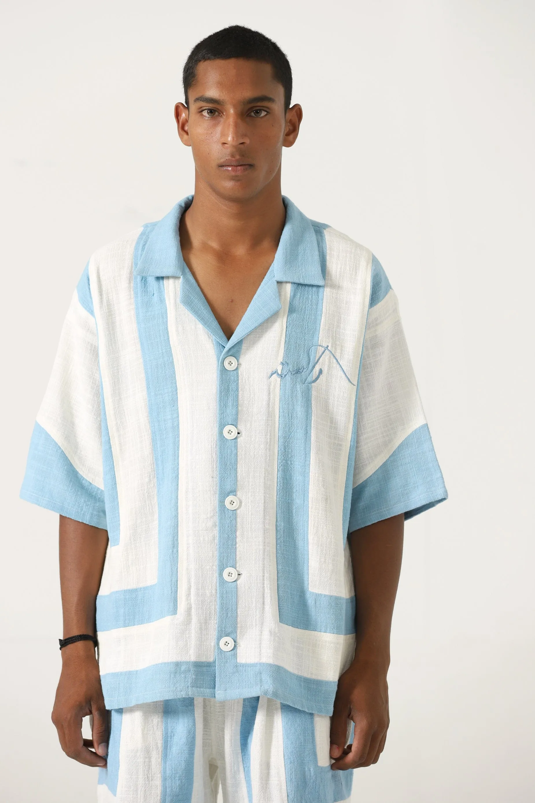 HANDWOVEN STRIPED COTTON BUTTON DOWN