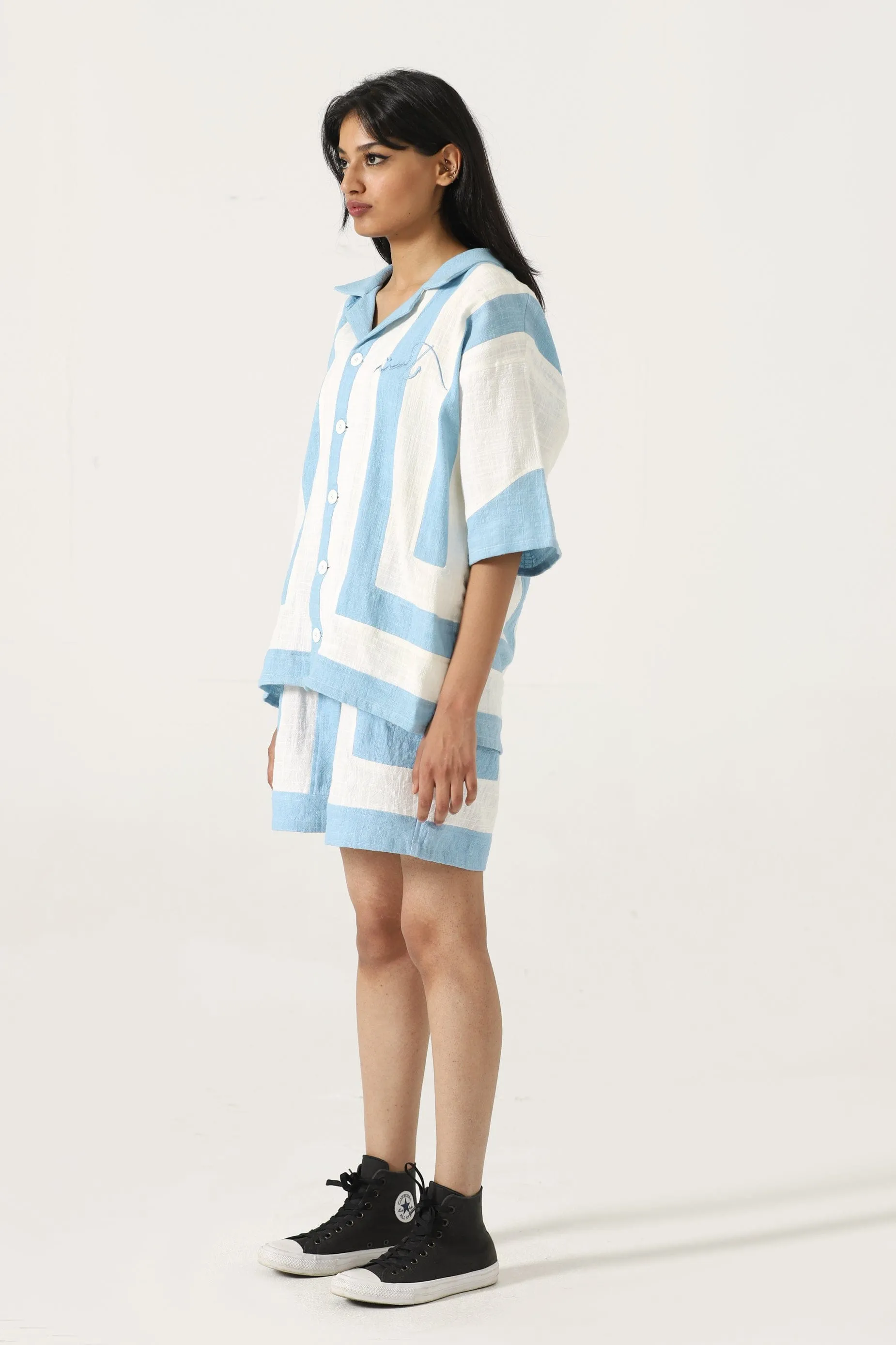 HANDWOVEN STRIPED COTTON BUTTON DOWN