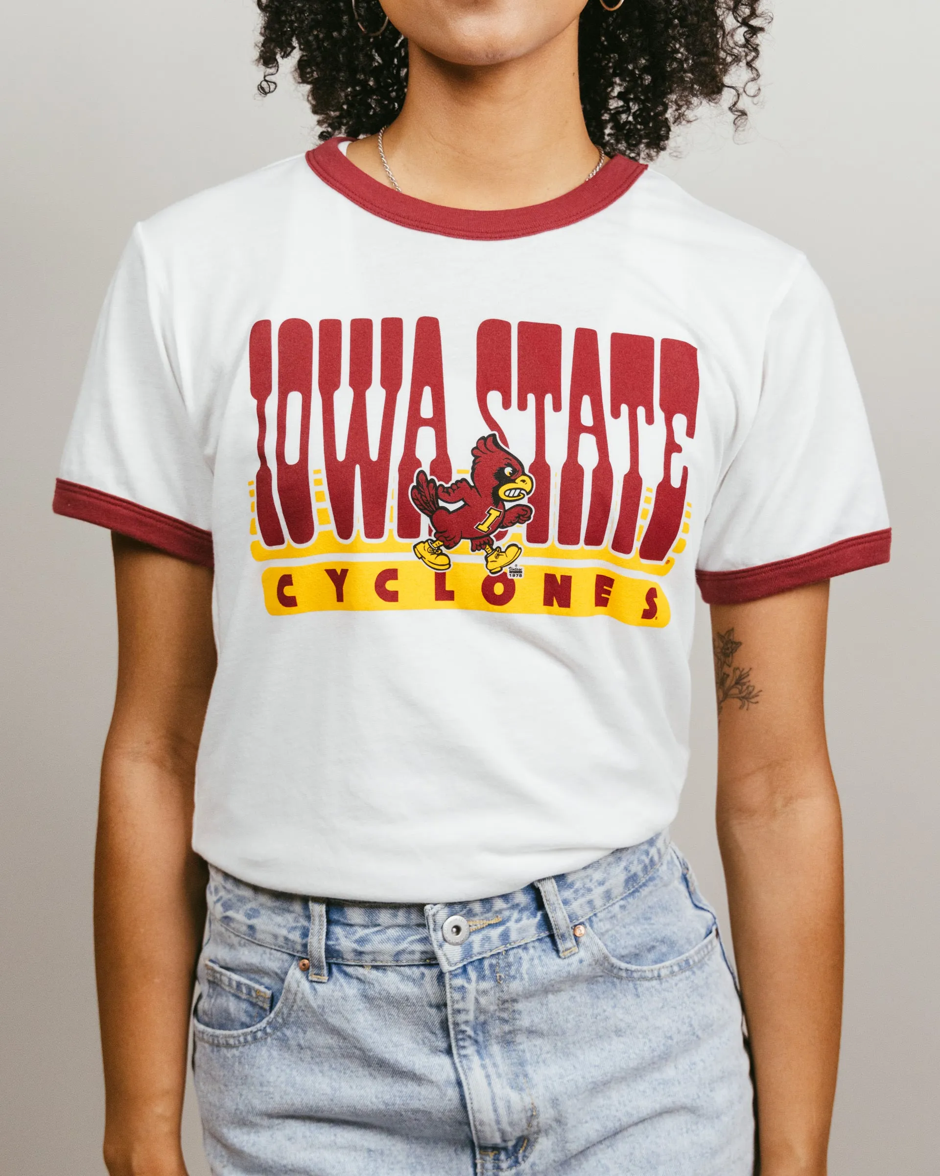 Iowa State 70s White & Cardinal Unisex Ringer