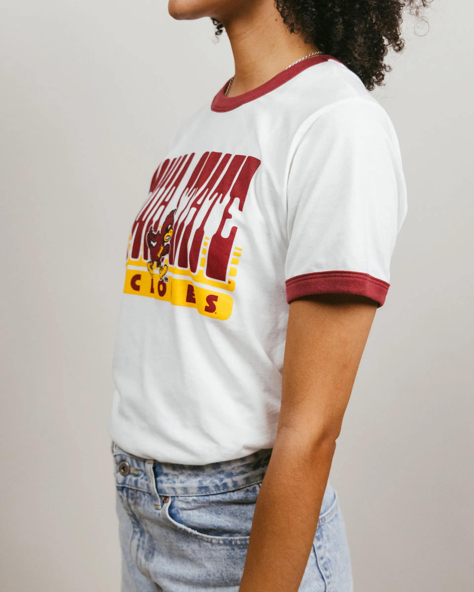 Iowa State 70s White & Cardinal Unisex Ringer