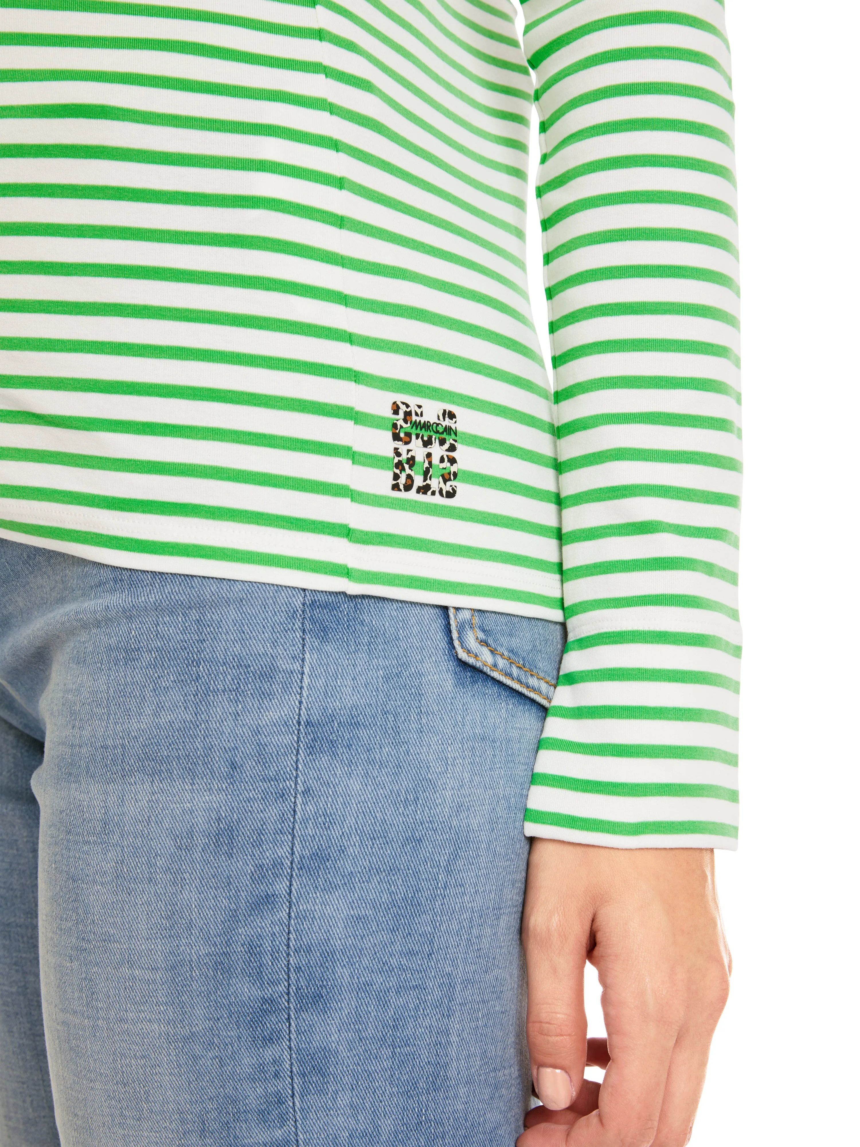 MARC CAIN Green Stipe t-Shirt Long Sleeve