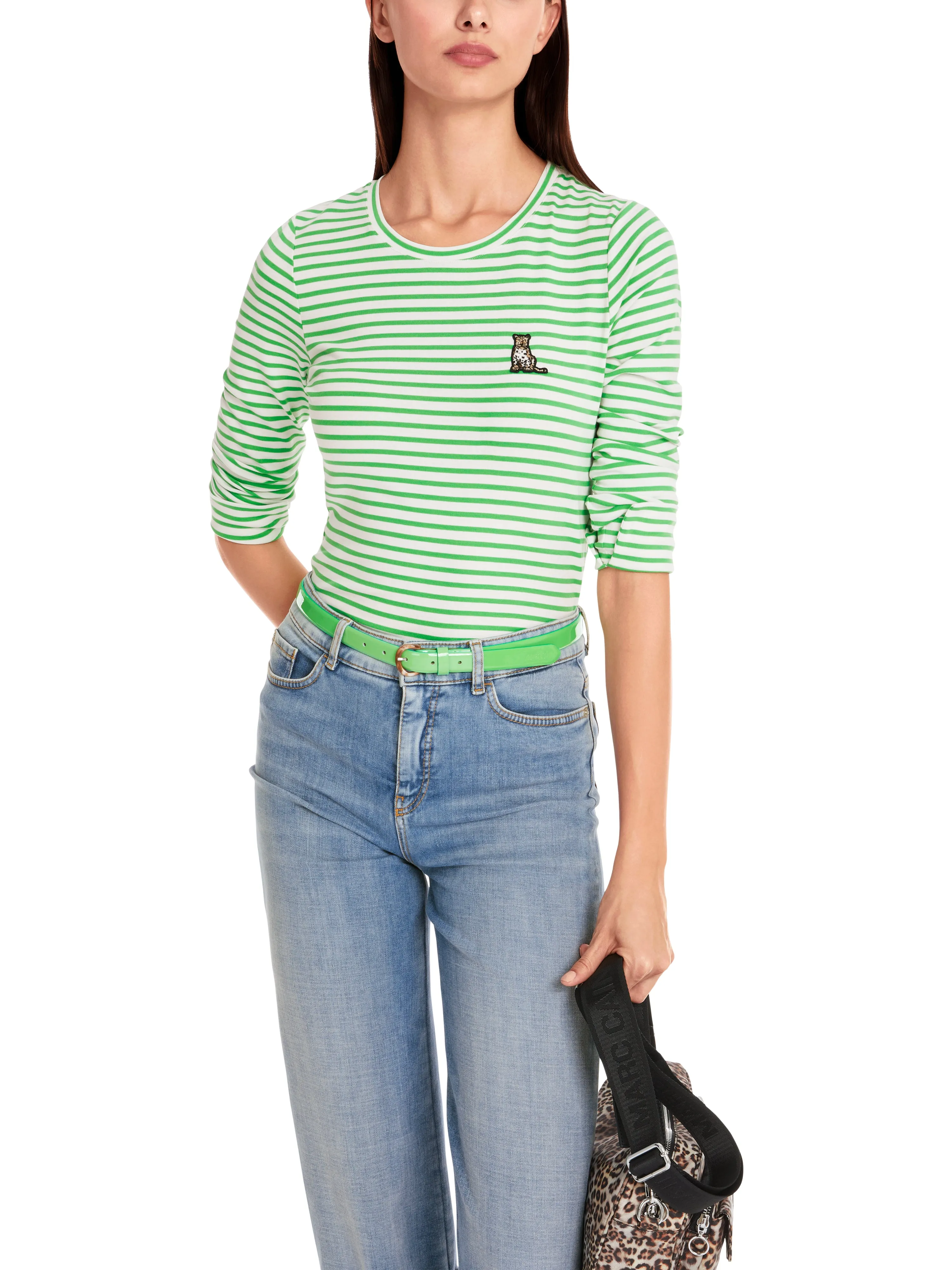 MARC CAIN Green Stipe t-Shirt Long Sleeve