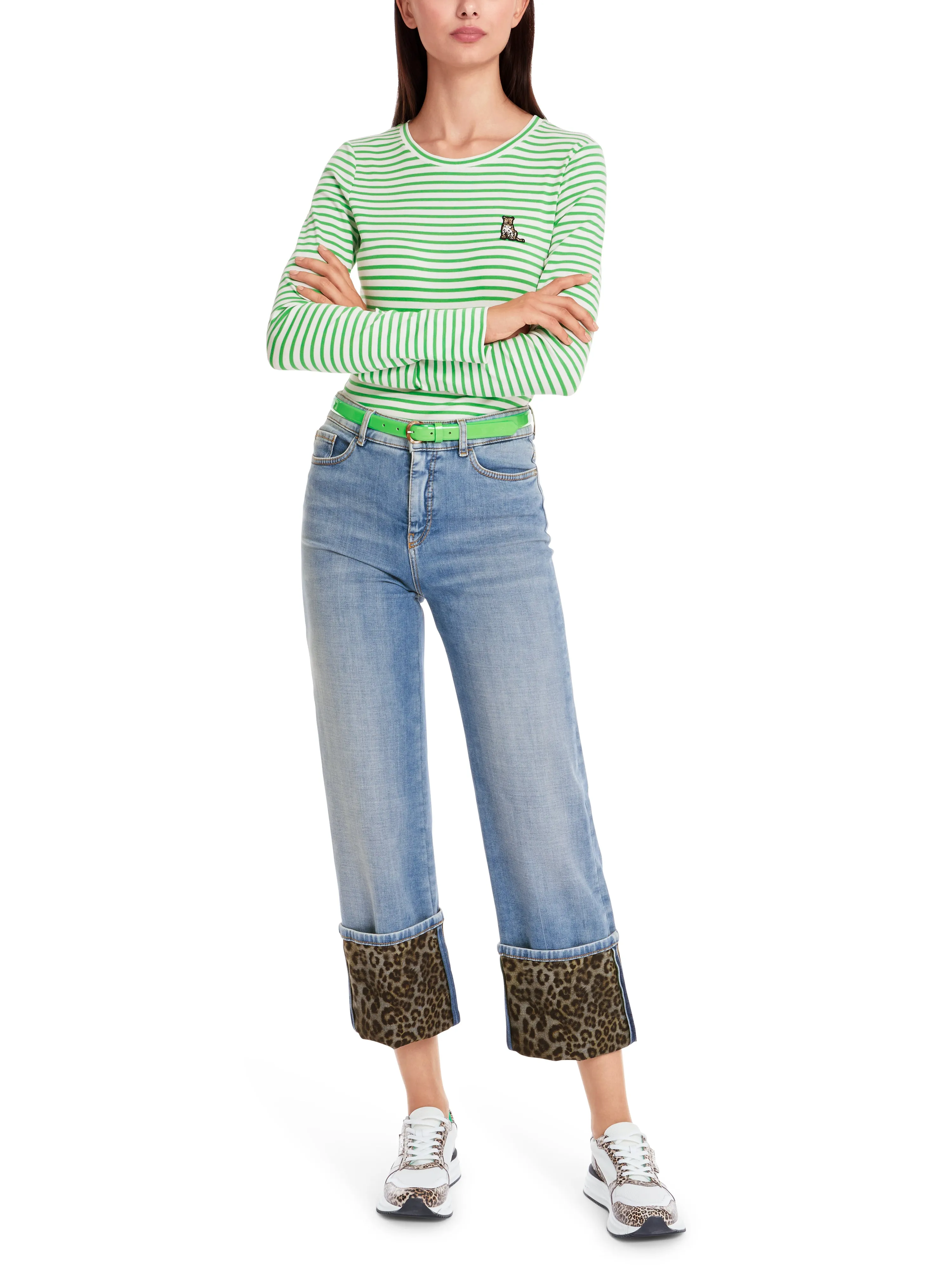 MARC CAIN Green Stipe t-Shirt Long Sleeve