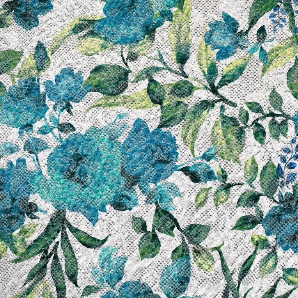 Tonal Rose Floral Lacey Pointelle Knit Turquoise