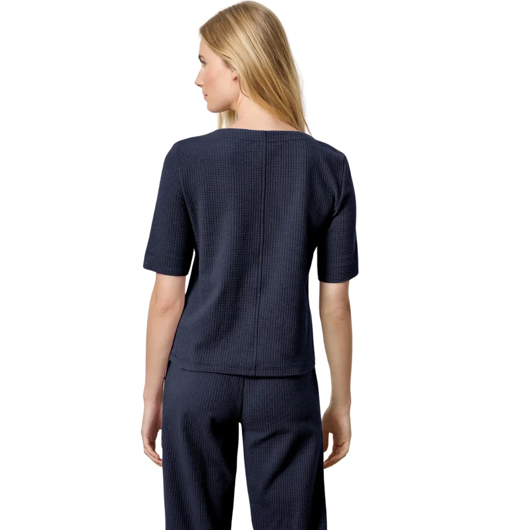 Zippered Elbow Sleeve Crewneck