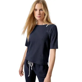 Zippered Elbow Sleeve Crewneck